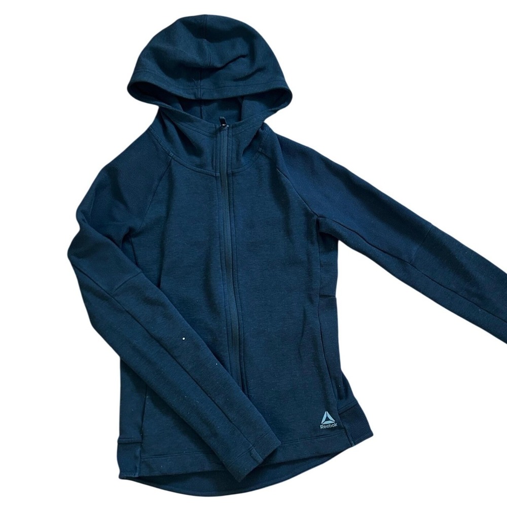 Reebok Full Zip Hoodie Womens Small Black Athletic Gym Sporty D93894